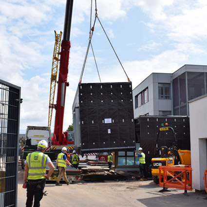 Modular bulge classrooms at Lister